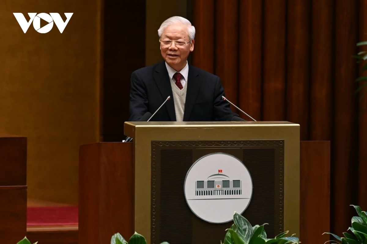  Tổng Bí thư Nguyễn Phú Trọng phát biểu chỉ đạo tại Hội nghị văn hóa toàn quốc (Ảnh: Vũ Toàn)