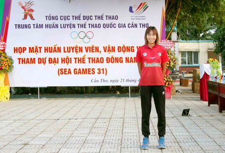 Châu Ngọc Lan tại buổi họp mặt các VĐV dự SEA Games 31 của Trung tâm Huấn luyện Thể thao quốc gia Cần Thơ.