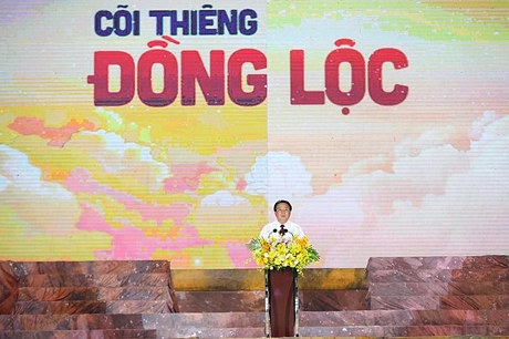 Đồng chí Nguyễn Xuân Thắng phát biểu tại buổi lễ.