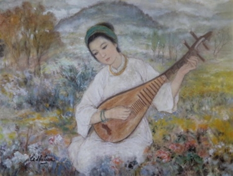 Một trong các tác phẩm của Lê Thị Lựu tại triển lãm.