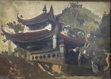 Lê Phổ với Đền Cổ Loa (1934), 44 x 62cm, sơn dầu trên toan.