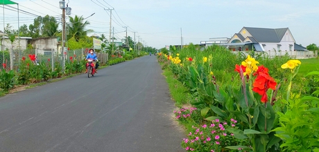 Các vùng nông thôn ngày càng trở nên tươi đẹp và đáng sống hơn. Trong ảnh: Tuyến đường hoa tại xã nông thôn mới nâng cao Thành Trung (Bình Tân).