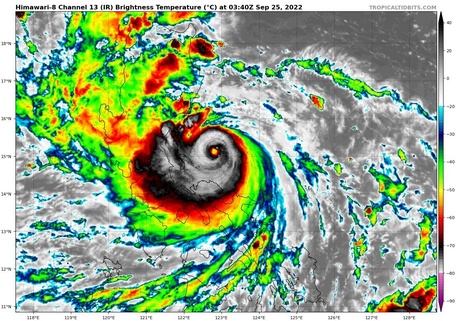  Ảnh vệ tinh của siêu bão Noru vào ngày 25/9. Ảnh chụp màn hình Tropical Tidbits.
