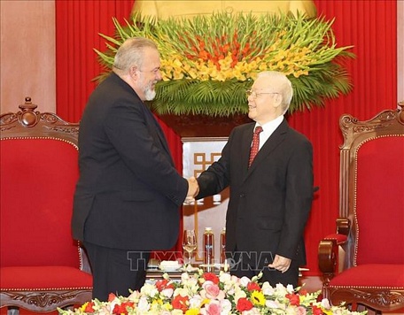  Tổng Bí thư Nguyễn Phú Trọng nhiệt liệt hoan nghênh, đánh giá cao ý nghĩa chuyến thăm Việt Nam của Thủ tướng Manuel Marrero Cruz - Ảnh: TTXVN