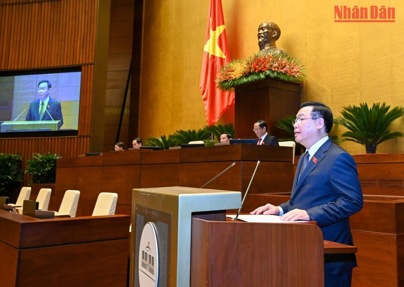 Chủ tịch Quốc hội Vương Đình Huệ phát biểu bế mạc Kỳ họp thứ tư, Quốc hội khóa XV.