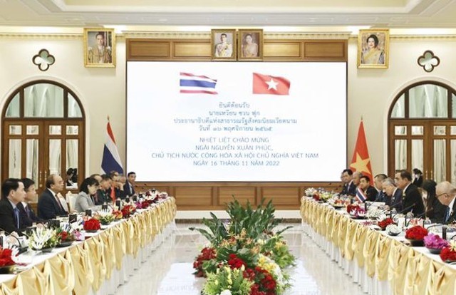 Chủ tịch nước Nguyễn Xuân Phúc và Thủ tướng Vương quốc Thái Lan Prayut Chan-o-cha hội đàm - Ảnh: TTXVN