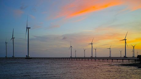 Đầu năm 2019, khu nhà máy Điện gió Bạc Liêu được Hiệp hội Du lịch Đồng bằng sông Cửu Long công nhận là điểm du lịch tiêu biểu. Ảnh: Wikipedia 