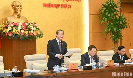 Phó Chủ tịch Quốc hội Nguyễn Đức Hải điều hành nội dung thảo luận về dự án Luật Giá (sửa đổi). (Ảnh: DUY LINH)